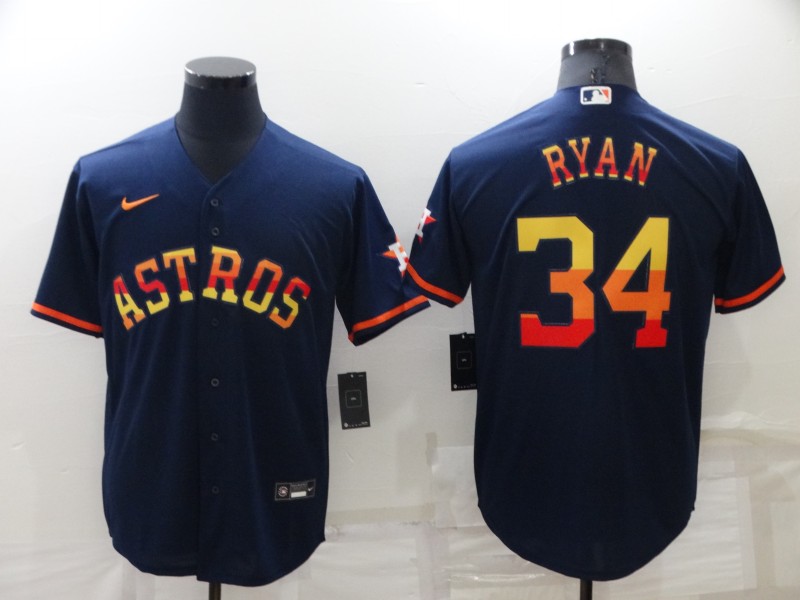 Men's Houston Astros Nolan Ryan #34 Navy Jersey